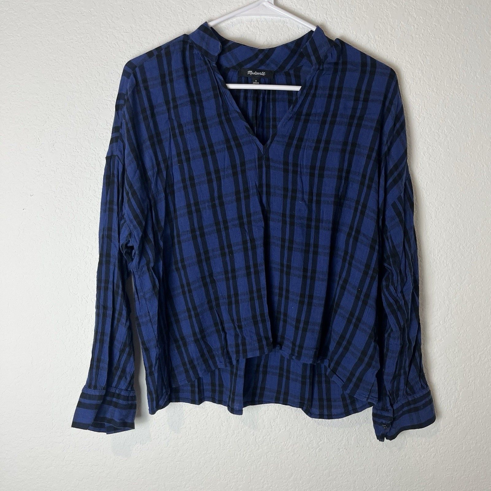 Madewell Highroad Popover Chelton Plaid Long Sleeve Oversized Top S 221